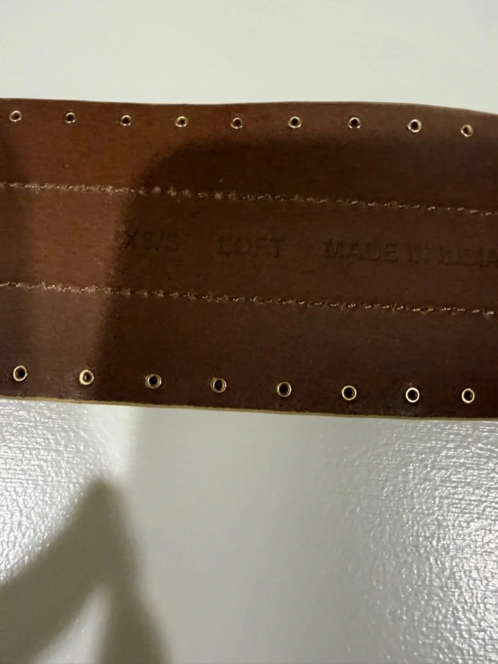 LOFT Taupe Wide Leather Belt with Gold Buckle